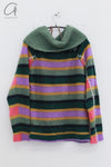 YANYAN KNITS 24 Autumn and Winter Alpaca Striped Raglan Dress YYK-YYW24-1331-PINSE Colorblocking